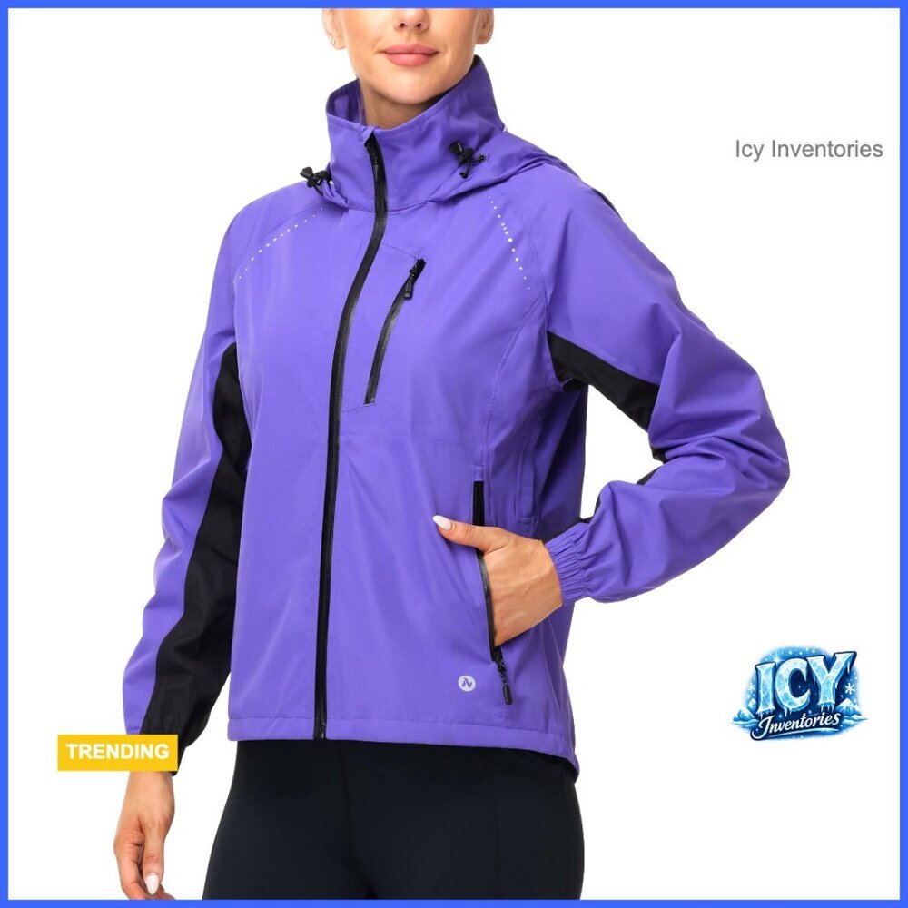 Lightweight Waterproof Cycling Rain Jacket Hooded Windbreaker UPF 50+